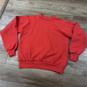 Vintage Blank Red Crewneck Raglan Sweater 80s 90s